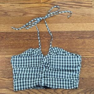 C/MEO Collective Black and White Plaid Top